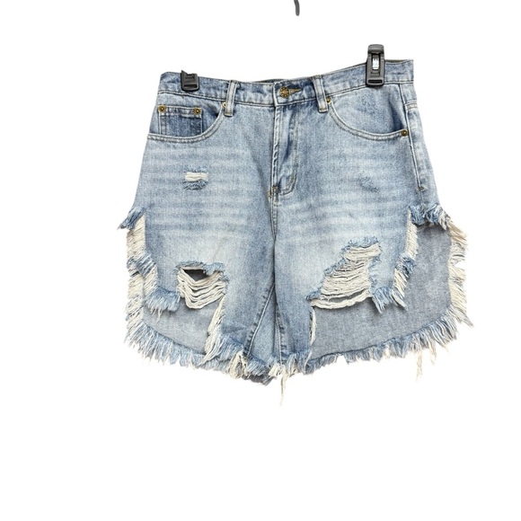 Mustard Seed size S NWT Blue Jean Shorts with Frayed Hem and Distressed Look - Picture 1 of 6